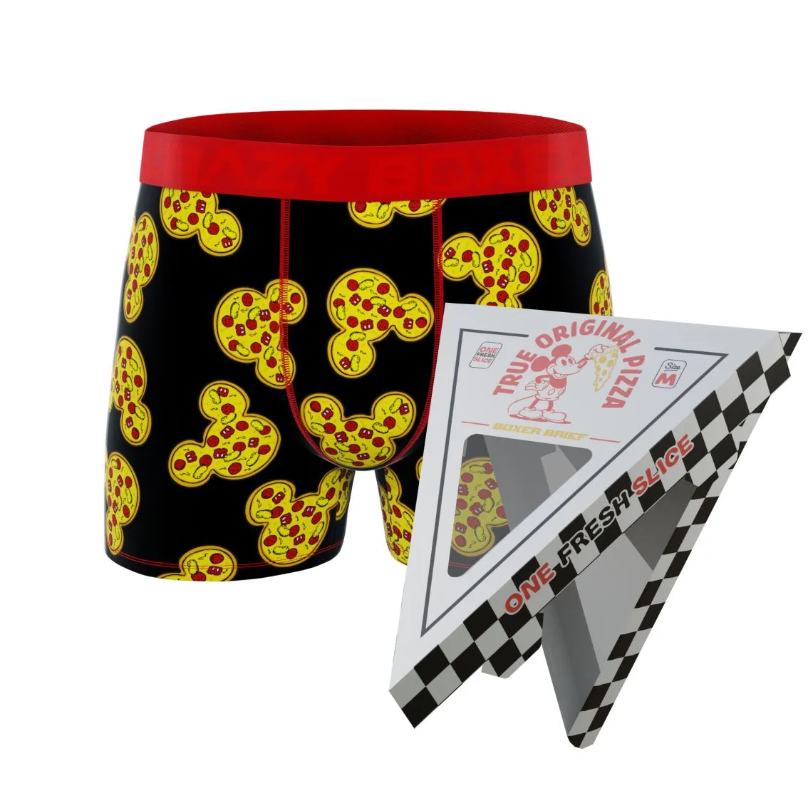 CRAZYBOXER Disney Mickey Pizza Men's Boxer Briefs (Creative Packaging)