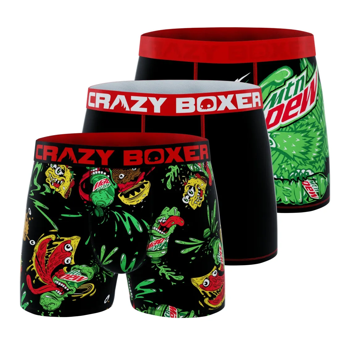 CRAZYBOXER Mountain Dew Men's Boxer Briefs (Pack 3)