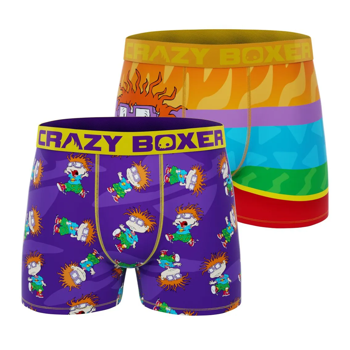 CRAZYBOXER Rugrats Chuckie Finster Faces Men's Boxer Briefs (2-Pack)