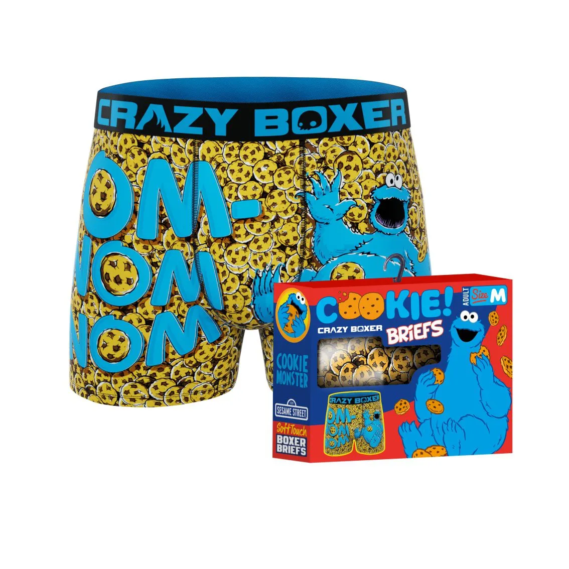 CRAZYBOXER Sesame Street Cookie Monster Men's Boxer Briefs (Creative Packaging)