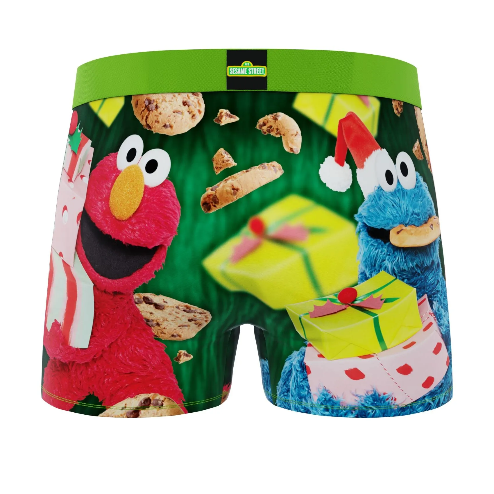 CRAZYBOXER Sesame Street Cookie Santa Monster Men's Boxer Briefs (2 pack)