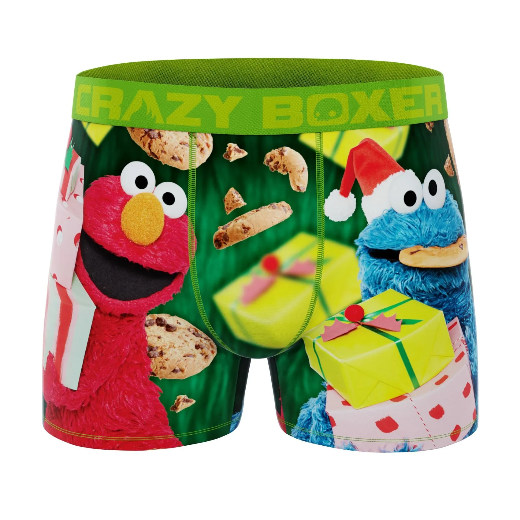 CRAZYBOXER Sesame Street Cookie Santa Monster Men's Boxer Briefs (2 pack)