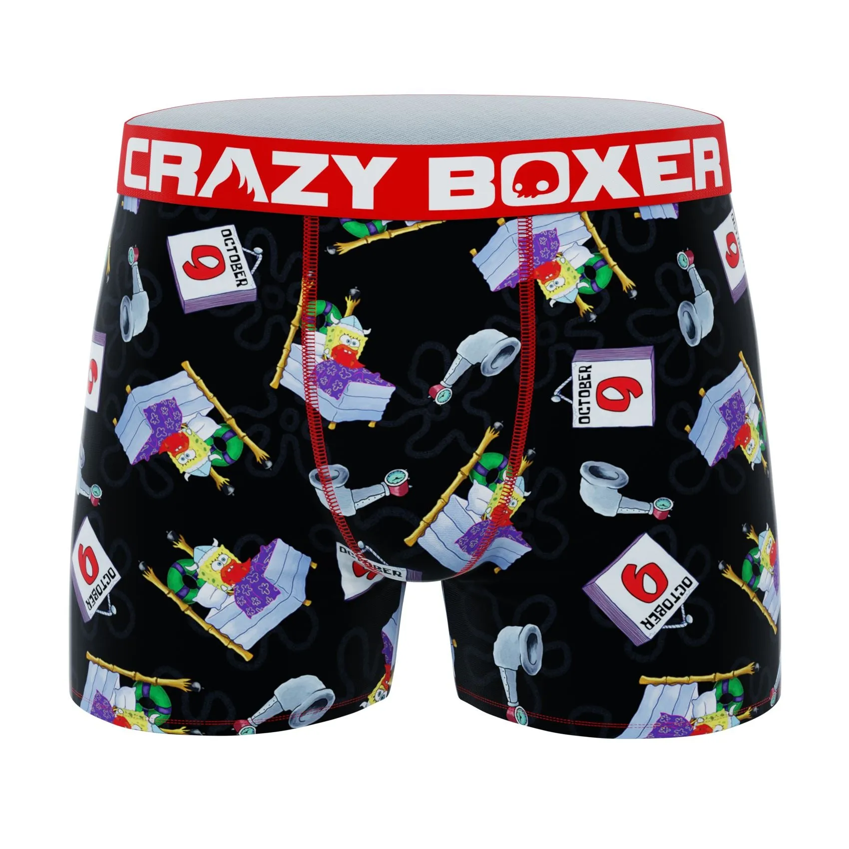 CRAZYBOXER Spongebob Leif Erikson Day Head Men's Boxer Briefs (2 pack)