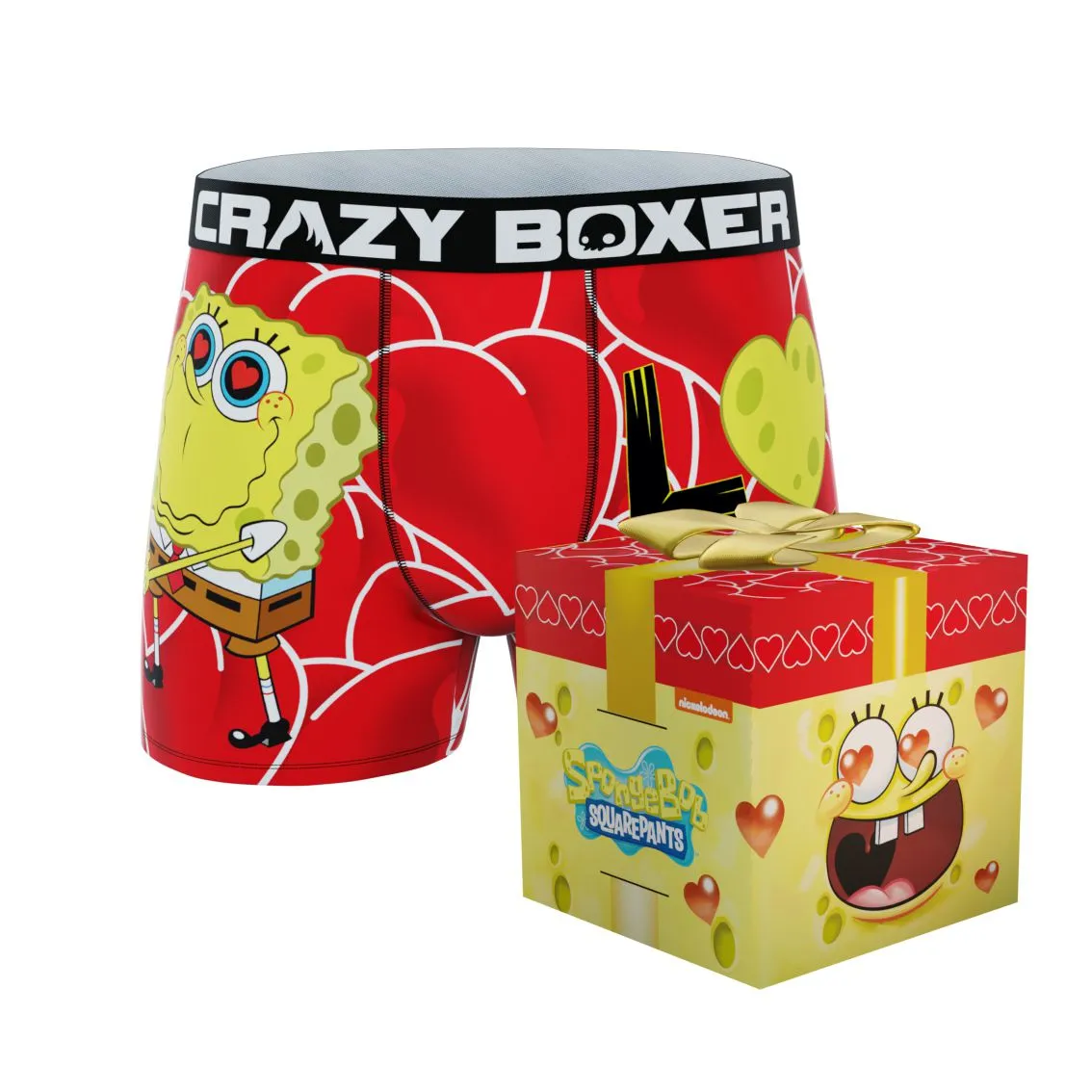 CRAZYBOXER Spongebob Squarepants Valentine's Men's Soft Boxer Briefs (Creative Packaging)