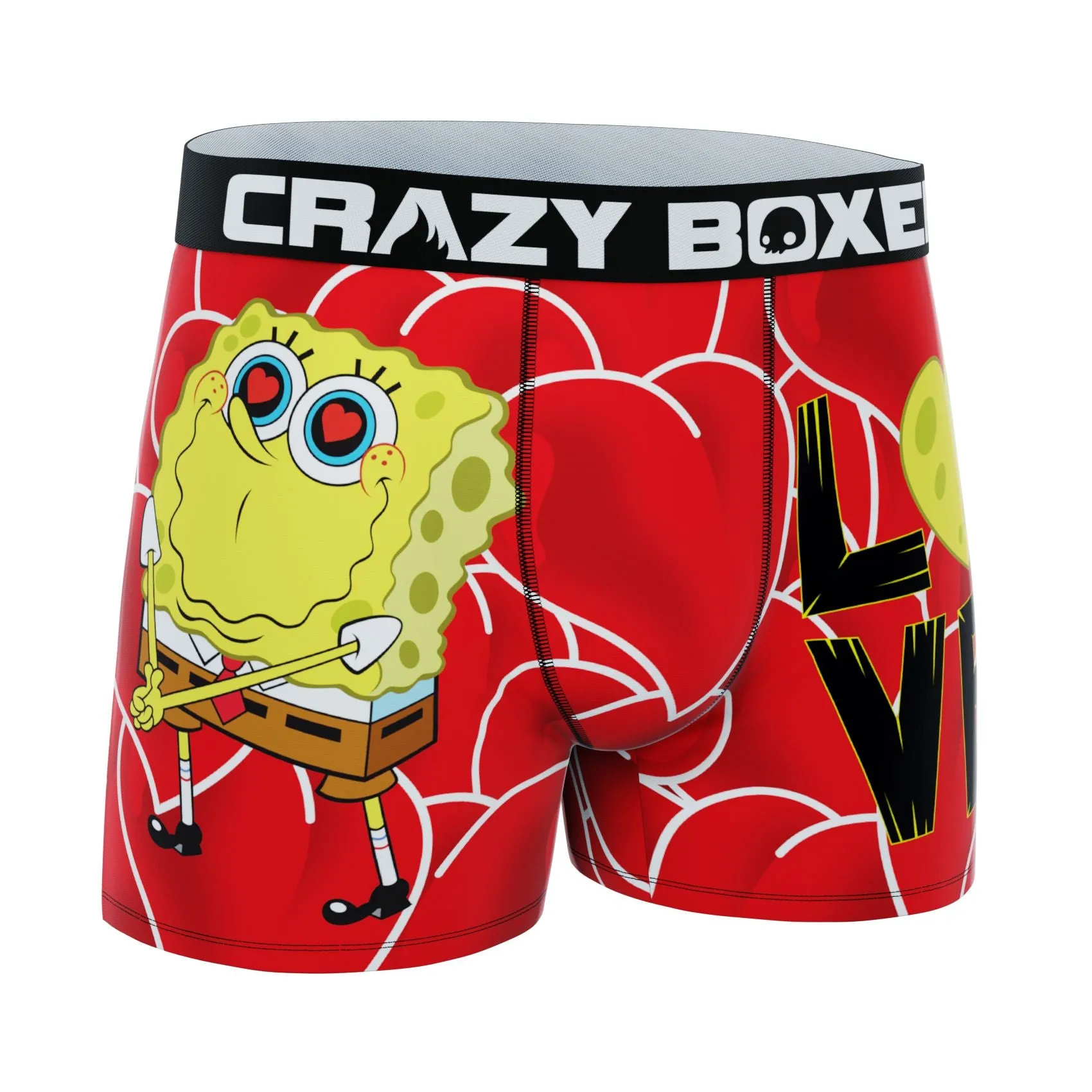 CRAZYBOXER Spongebob Squarepants Valentine's Men's Soft Boxer Briefs (Creative Packaging)