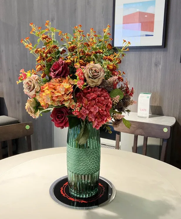 Creative Faux Silk Floral Bouquet Table Centerpiece, Modern Artificial Floral Arrangement for Bedroom, Large Bunch of Autumn Flowers Arrangement Interior Design