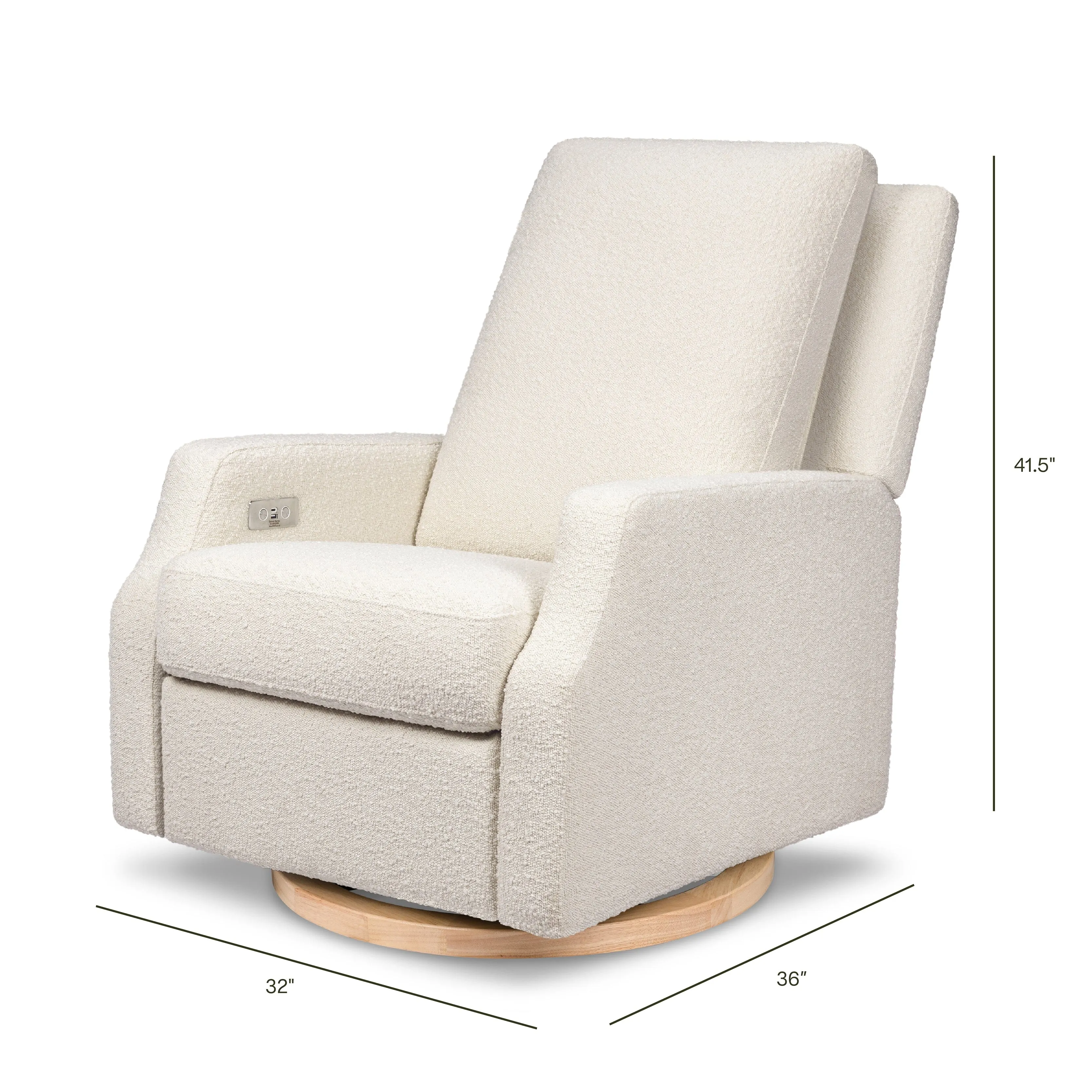 Crewe Electronic Recliner and Swivel Glider | Ivory Boucle with Light Wood Base