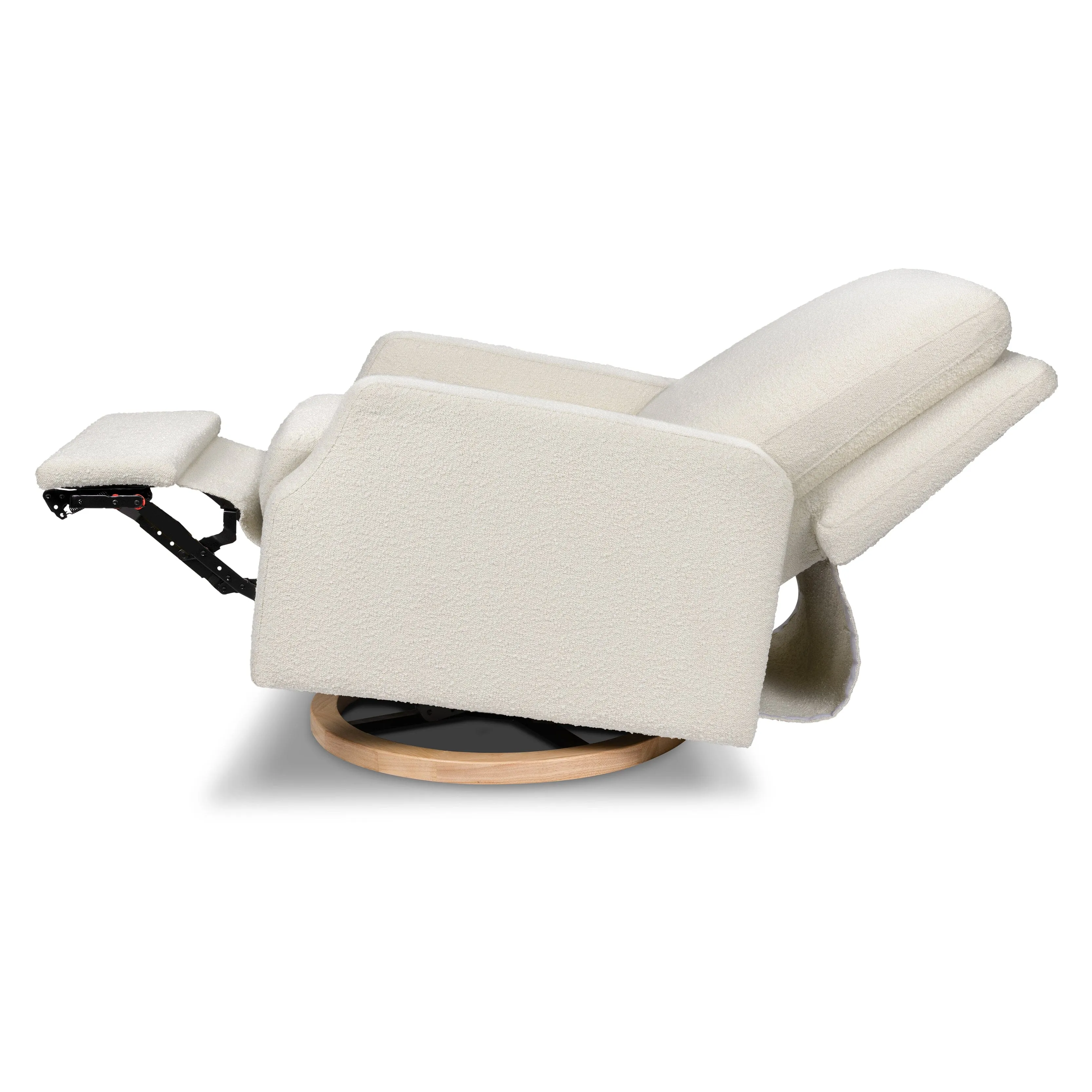 Crewe Electronic Recliner and Swivel Glider | Ivory Boucle with Light Wood Base