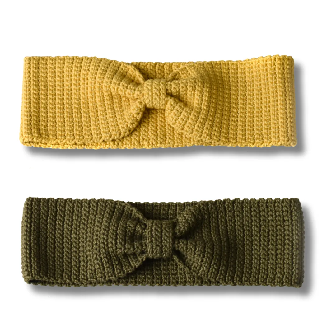 Crocheted Knotted Headband for Women by World Orphans - Mustard OR Olive