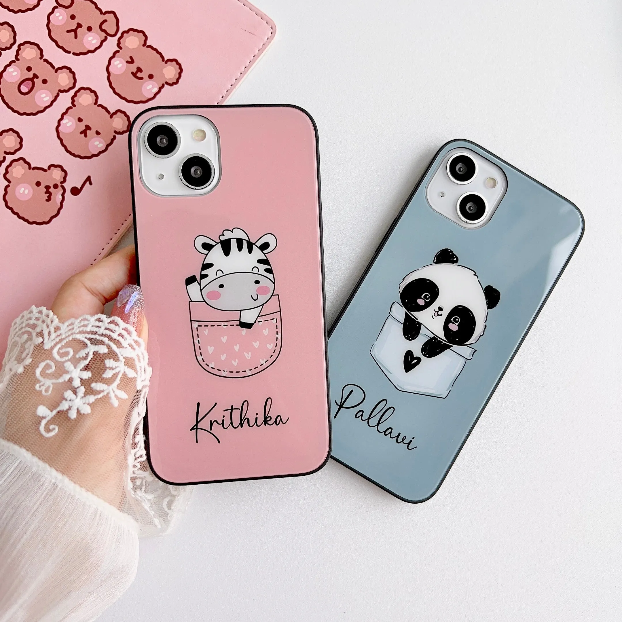 Cute Pocket Cartoon Glass Case