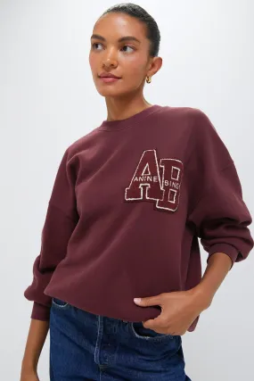 Dark Burgundy Miles Oversized Letterman Sweatshirt