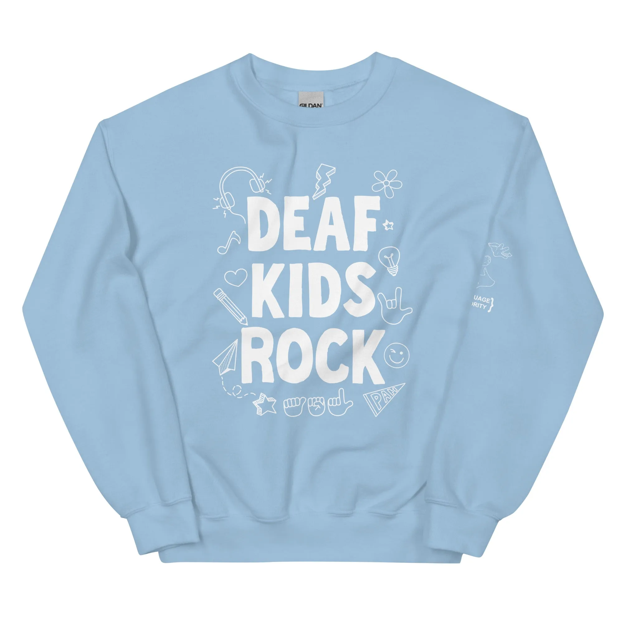 Deaf Kids Rock (Doodles) Crew Neck Sweatshirt