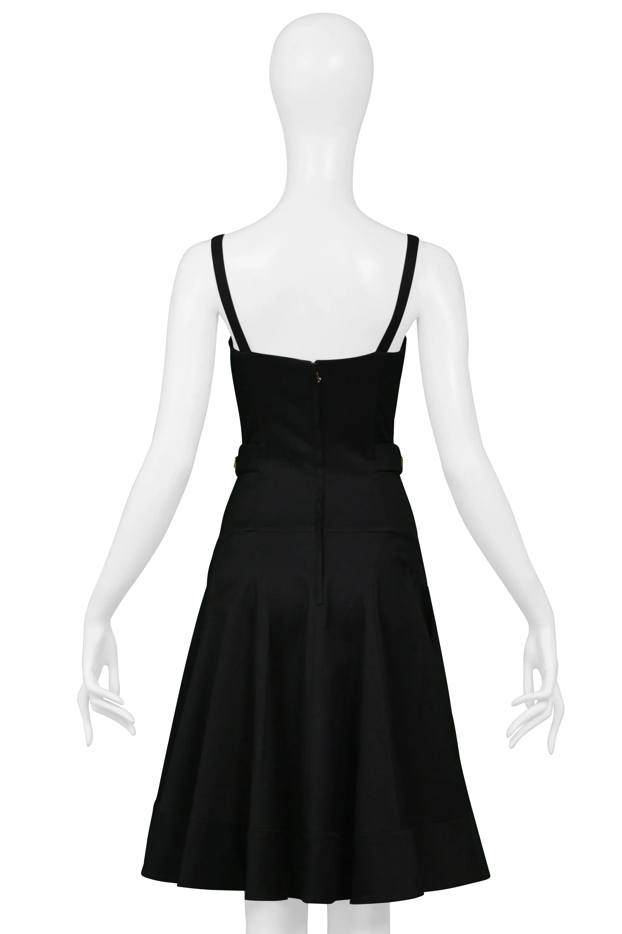 DOLCE & GABBANA BLACK SATIN CORSET DRESS WITH BUCKLES