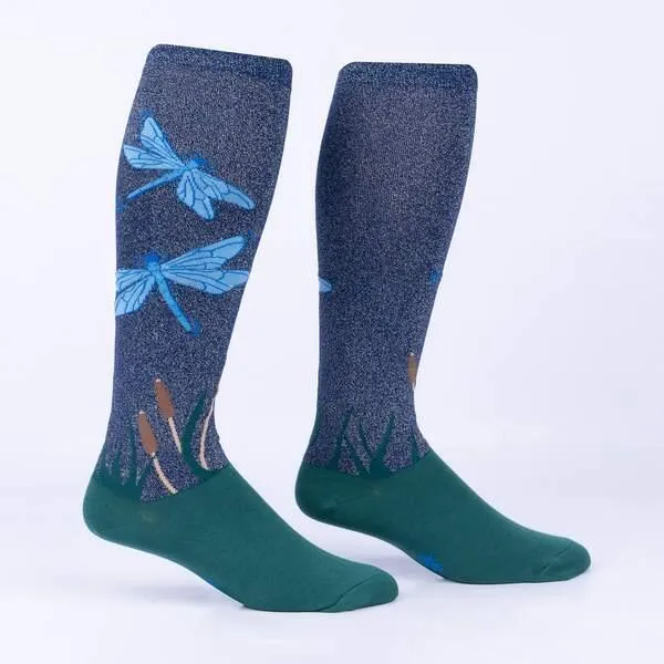 Dragonfly | Shimmer | All Gender Stretch-It™ Wide Calf Knee-high