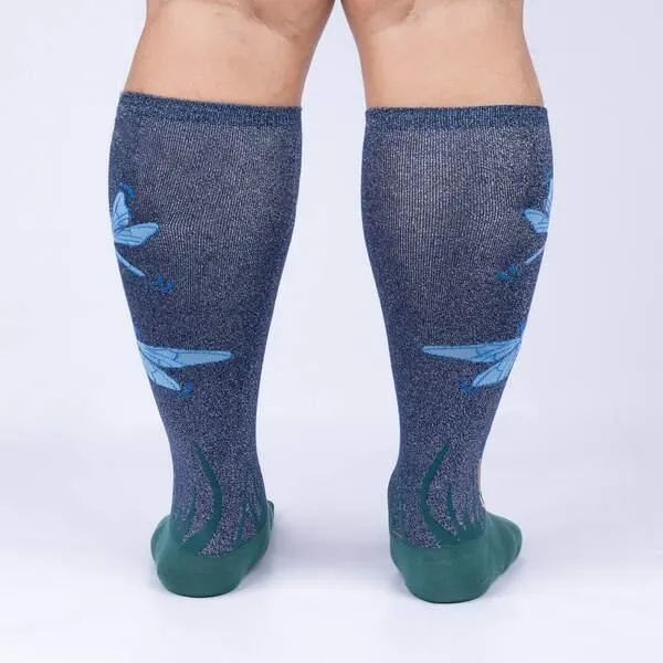 Dragonfly | Shimmer | All Gender Stretch-It™ Wide Calf Knee-high