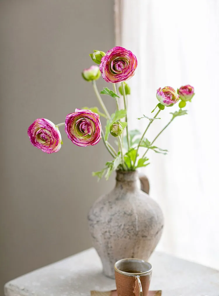 Flower Arrangement Ideas for Dining Room Table, Ranunculus Asiaticus Flowers, Simple Modern Floral Arrangement Ideas for Home Decoration, Spring Artificial Floral for Bedroom