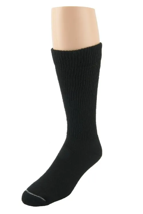 FOUNDATION® DIABETIC AIR CUSHION WIDE CALF CREW SOCKS - BLACK