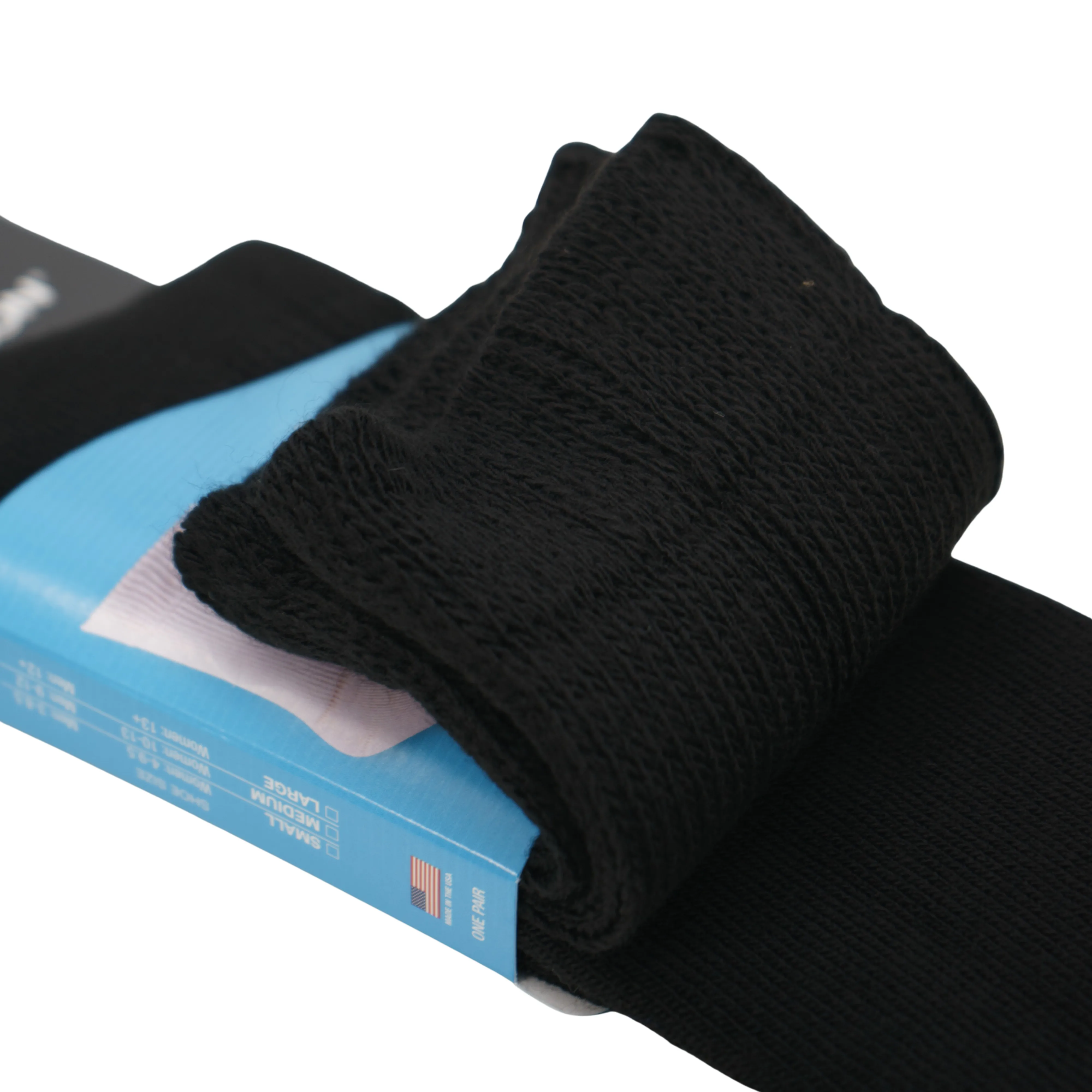 FOUNDATION® DIABETIC AIR CUSHION WIDE CALF CREW SOCKS - BLACK