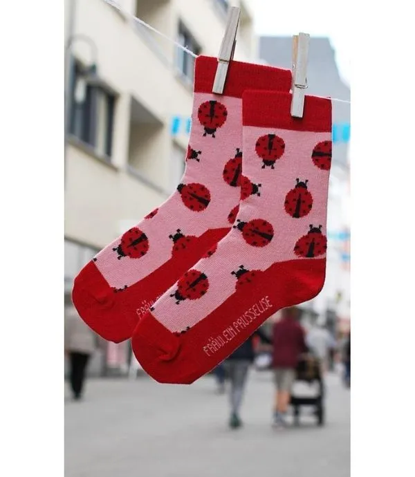 Fraeulein Prusselise Organic Cotton Ankle Socks LADYBIRD