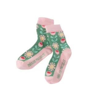 Fraeulein Prusselise Organic Cotton Ankle Socks RETRO FLOWER