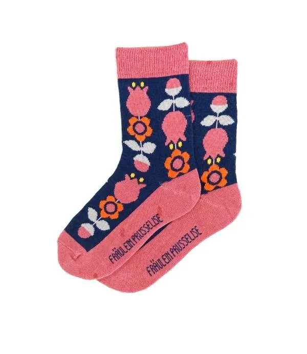 Fraeulein Prusselise Organic Cotton Ankle Socks TULIPS