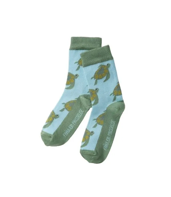 Fraeulein Prusselise Organic Cotton Ankle Socks TURTLE - Kids & Adult Sizes