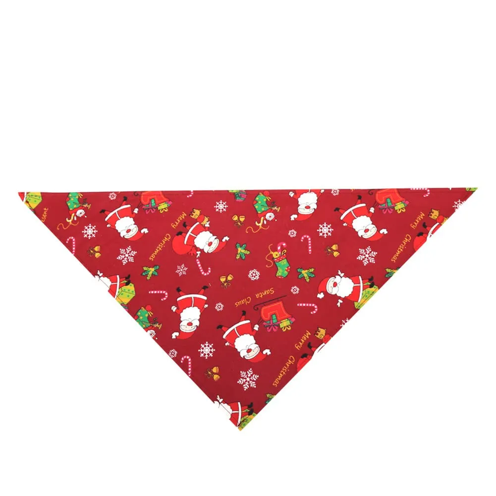 GARVEE Pet Christmas Cotton Triangle Scarf Saliva Towel Pet Costume Accessories for Small Medium Large Dogs Cats Santa red