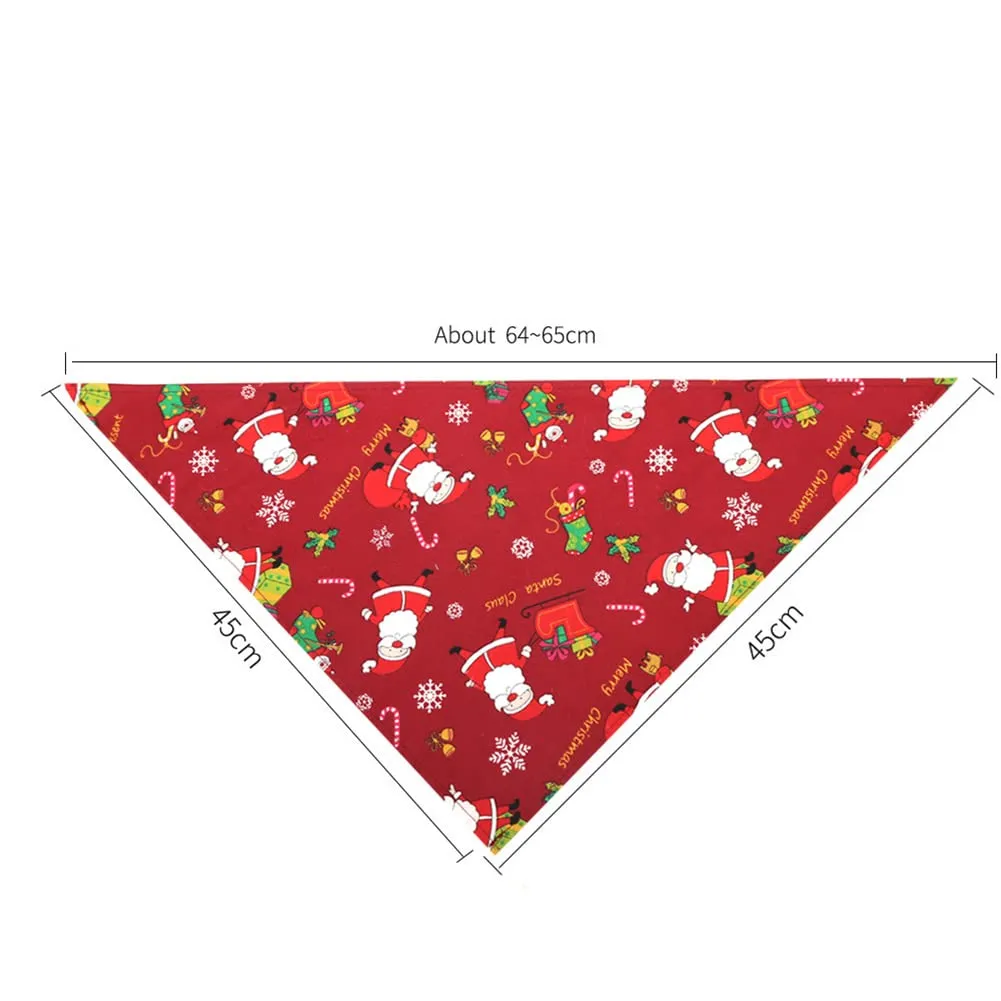 GARVEE Pet Christmas Cotton Triangle Scarf Saliva Towel Pet Costume Accessories for Small Medium Large Dogs Cats Santa red