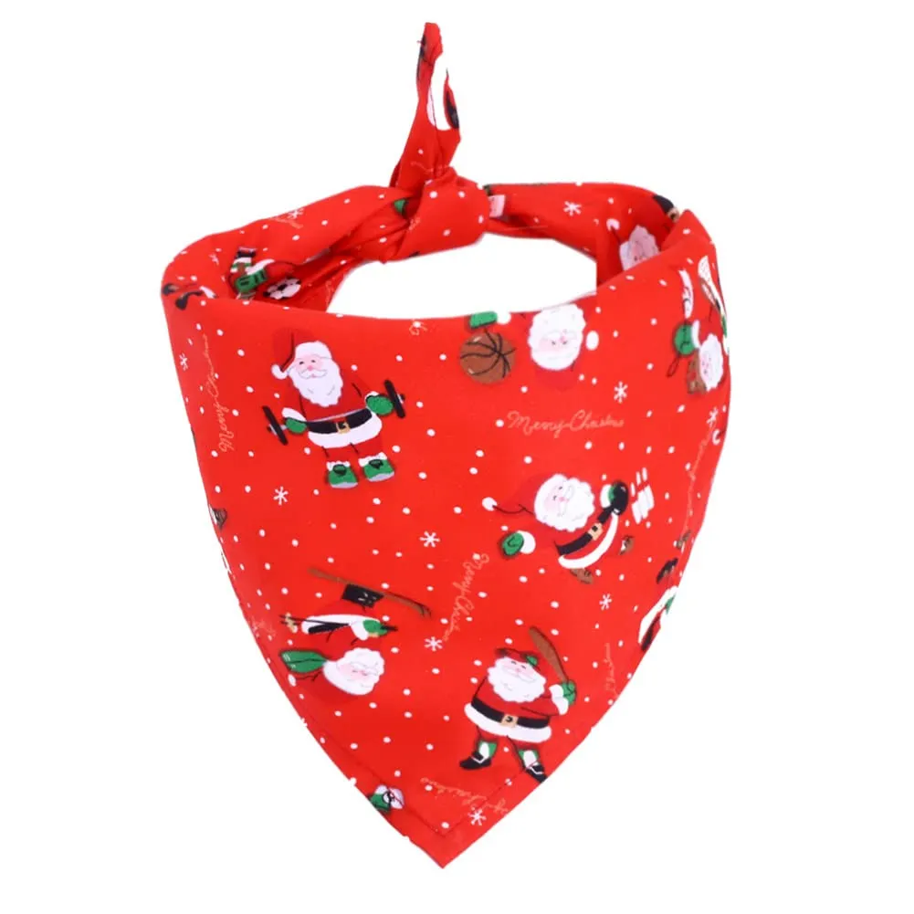 GARVEE Pet Christmas Cotton Triangle Scarf Saliva Towel Pet Costume Accessories for Small Medium Large Dogs Cats Santa red