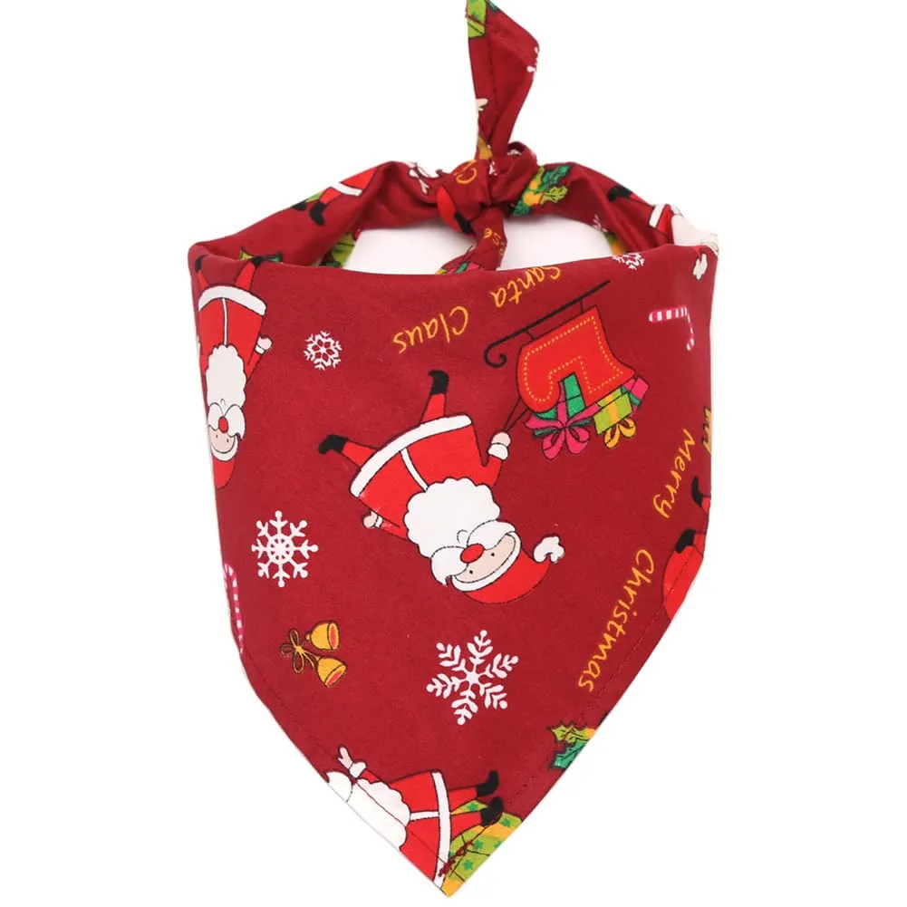 GARVEE Pet Christmas Cotton Triangle Scarf Saliva Towel Pet Costume Accessories for Small Medium Large Dogs Cats Santa red