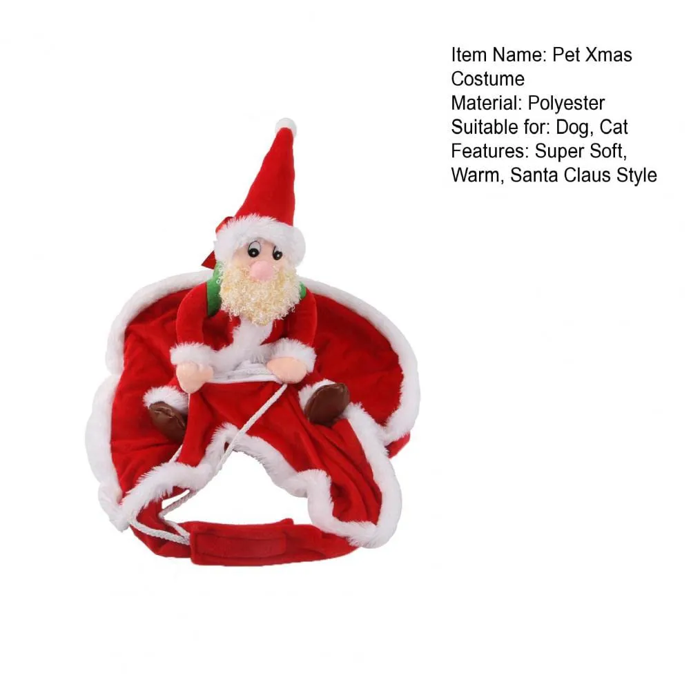 GARVEE Pet Christmas Funny Santa Riding Dress Cosplay Costume Pet Supplies for Small Medium-Sized Dogs Cats XL