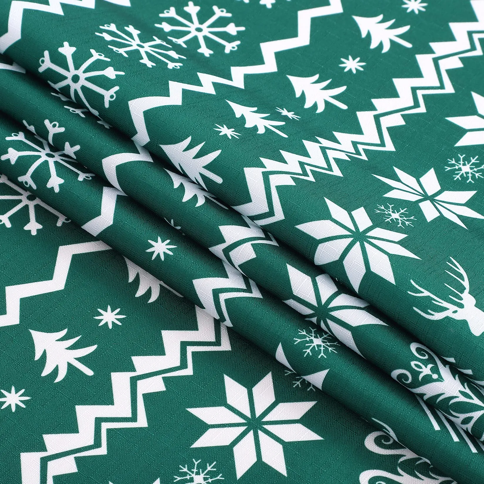 GARVEE Round Table Cloths 60 Inch Xmas Tree and Deer Design Waterproof Tablecloth Boho Table Cover for Outdoor, Indoor Party Kitchen Dining RoomRound 60x60, Green1