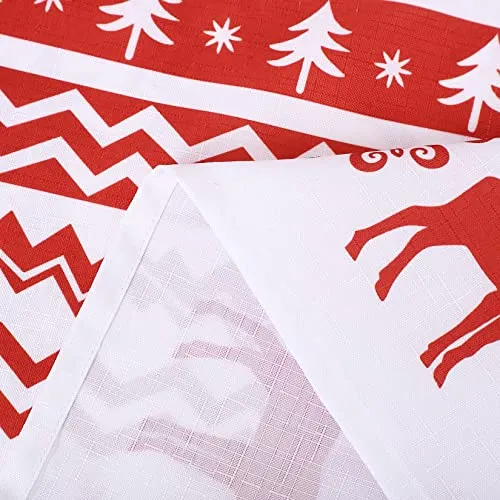 GARVEE Round Table Cloths 60 Inch Xmas Tree and Deer Design Waterproof Tablecloth Boho Table Cover for Outdoor, Indoor Party Kitchen Dining RoomRound 60x60, White/Red