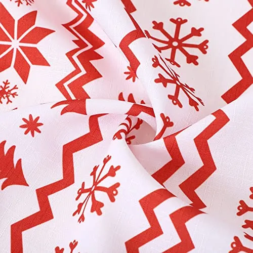 GARVEE Round Table Cloths 60 Inch Xmas Tree and Deer Design Waterproof Tablecloth Boho Table Cover for Outdoor, Indoor Party Kitchen Dining RoomRound 60x60, White/Red