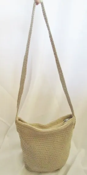 GENUINE SONOMA JEAN COMPANY knit shoulder bag hobo purse crochet BEIGE Vegan sling boho