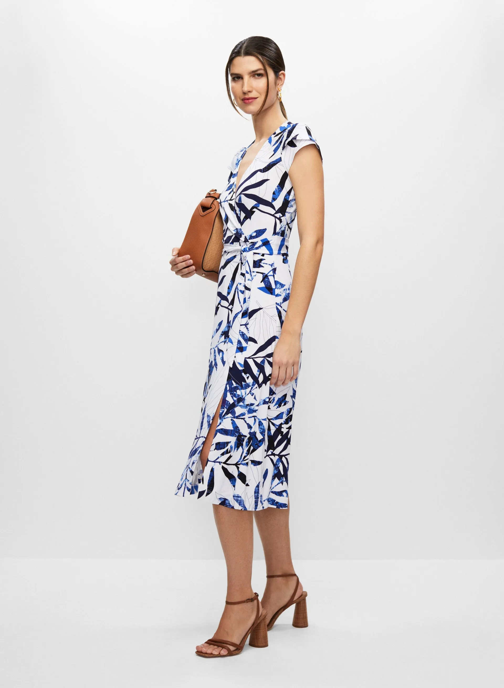 Geometric Print Wrap Dress