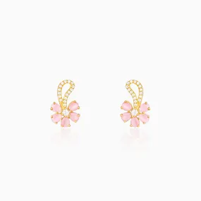 Golden Pink Floral Damsel Earrings