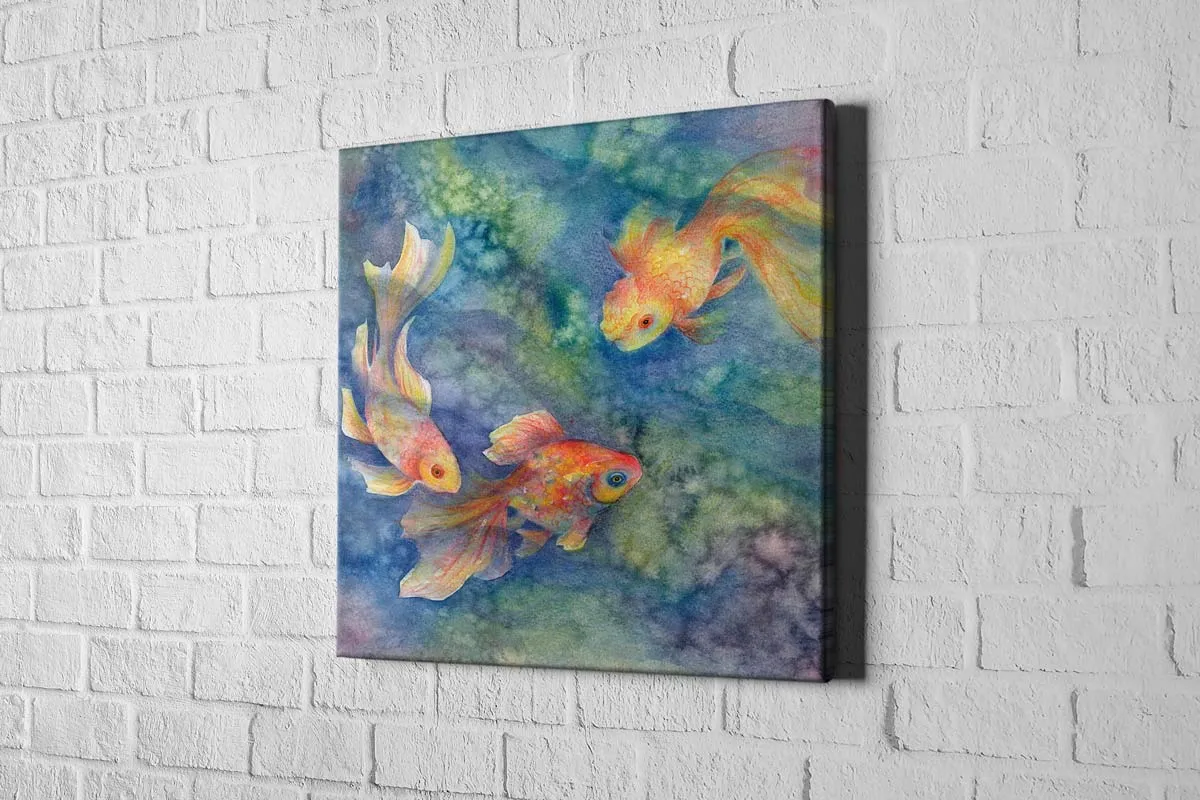 Goldfish in Pond Watercolour | Canvas Wall Art Print