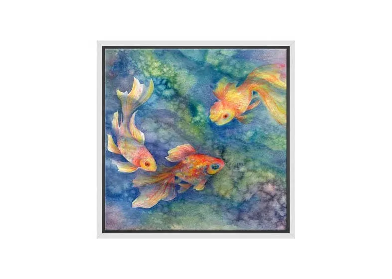 Goldfish in Pond Watercolour | Canvas Wall Art Print