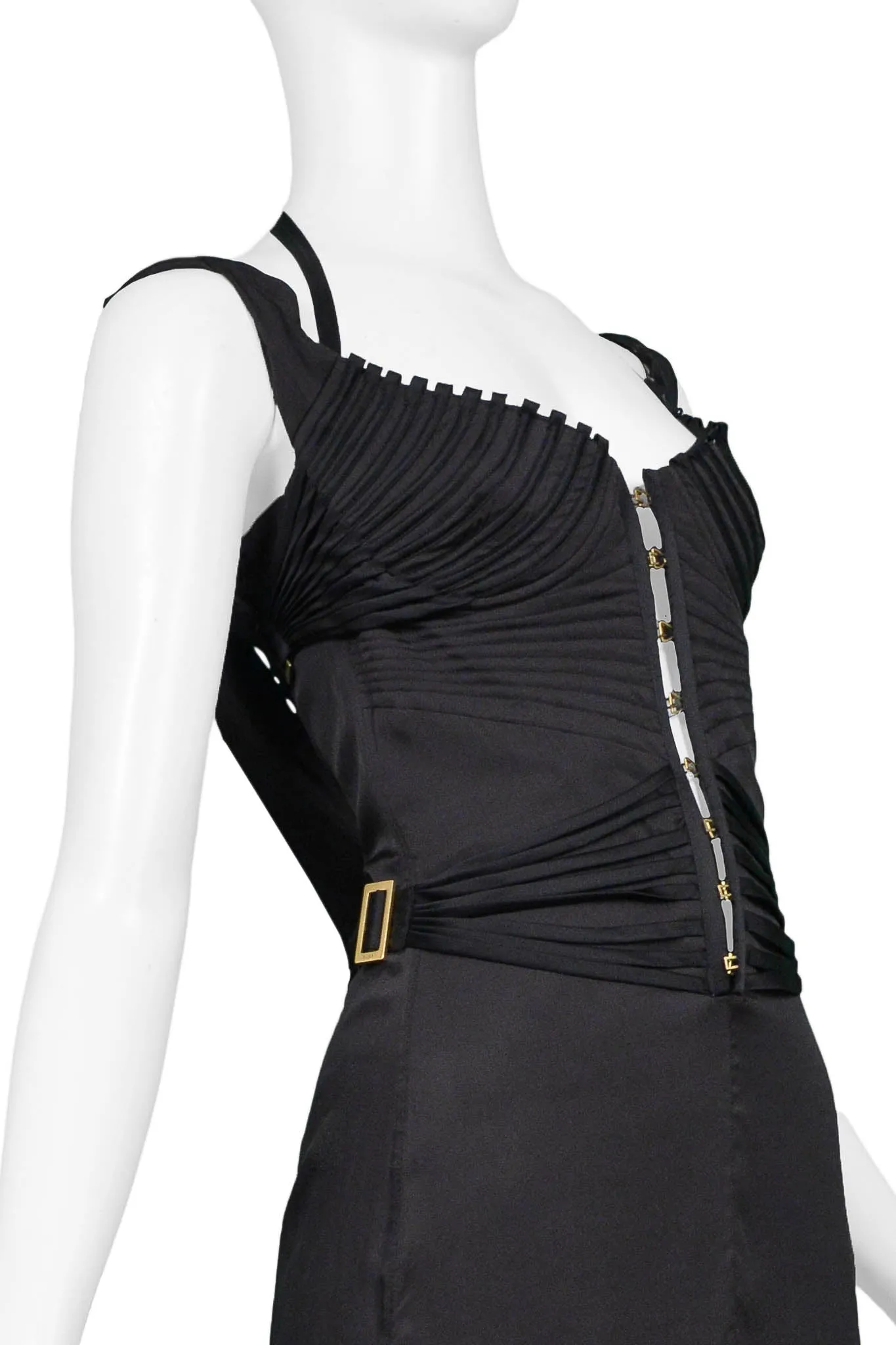 GUCCI BY TOM FORD BLACK CORSET COCKTAIL DRESS 2003