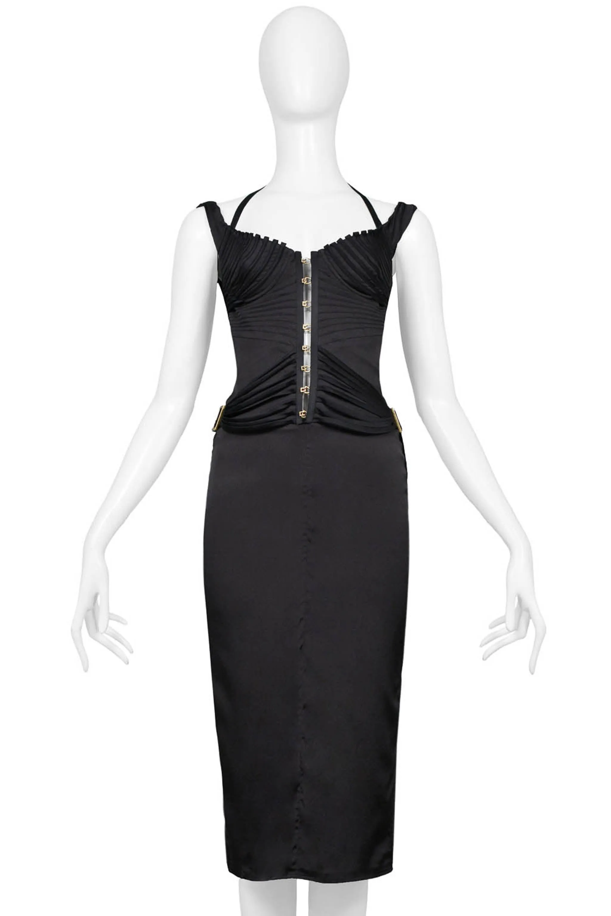 GUCCI BY TOM FORD BLACK CORSET COCKTAIL DRESS 2003