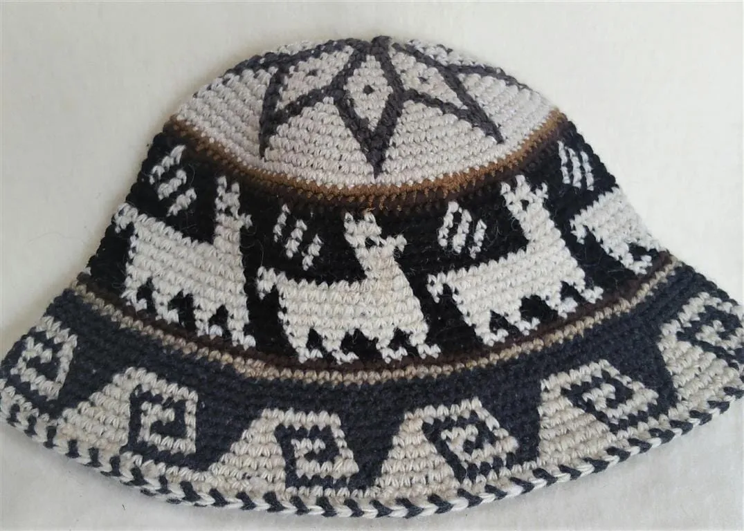 Hand Crochet Roll Up Rustic Alpaca Hat