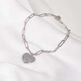 Heart Silver Locket Bracelet