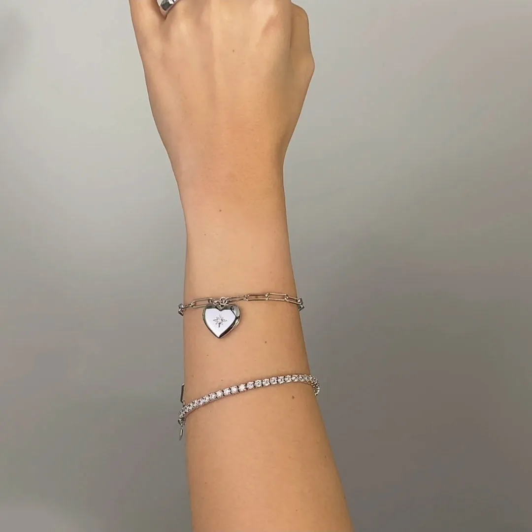 Heart Silver Locket Bracelet