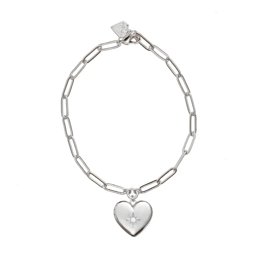 Heart Silver Locket Bracelet