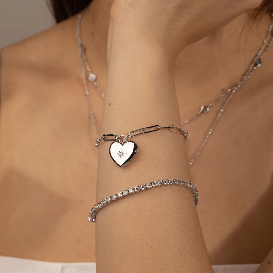 Heart Silver Locket Bracelet