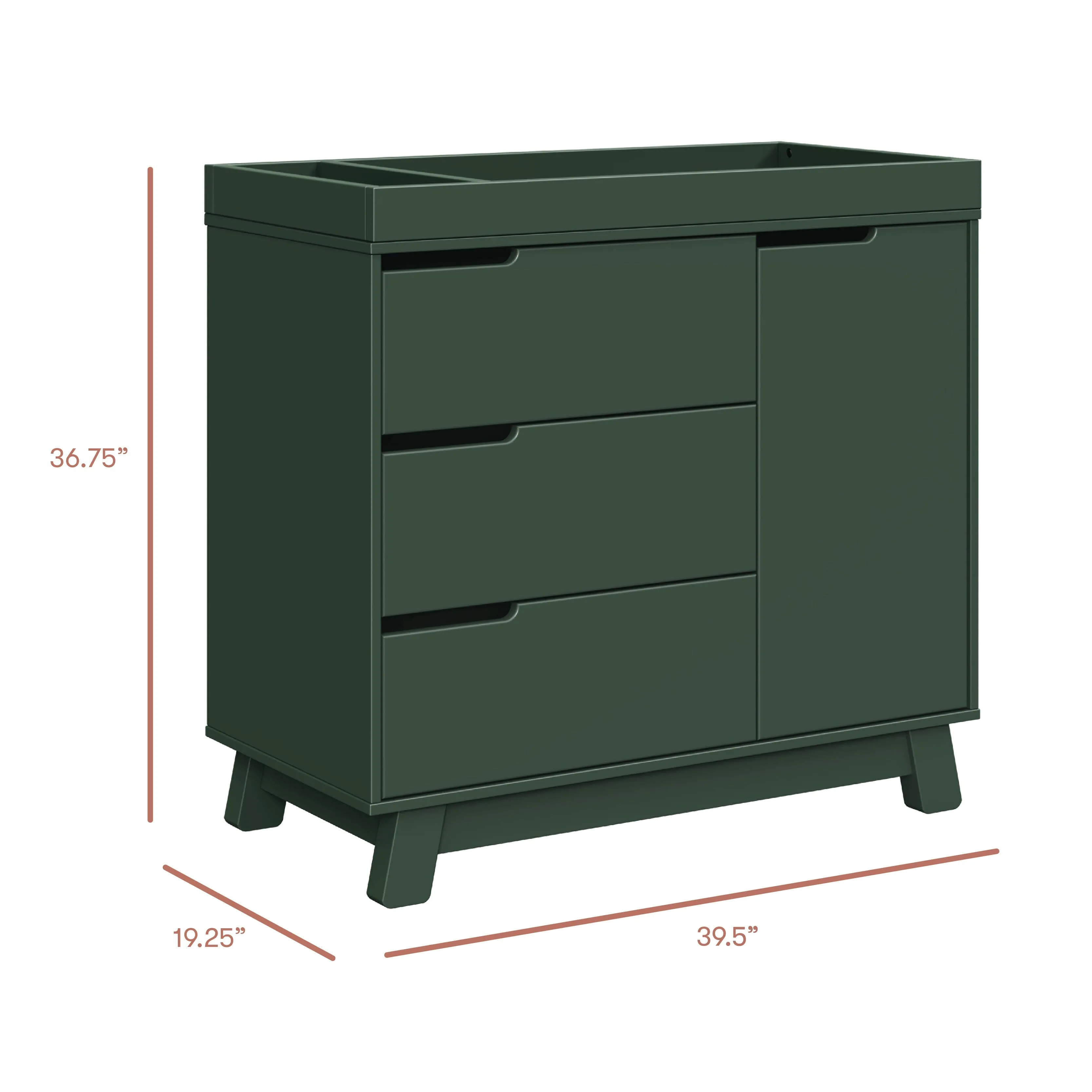 Hudson 3-Drawer Changer Dresser with Removable Changing Tray | Forest Green