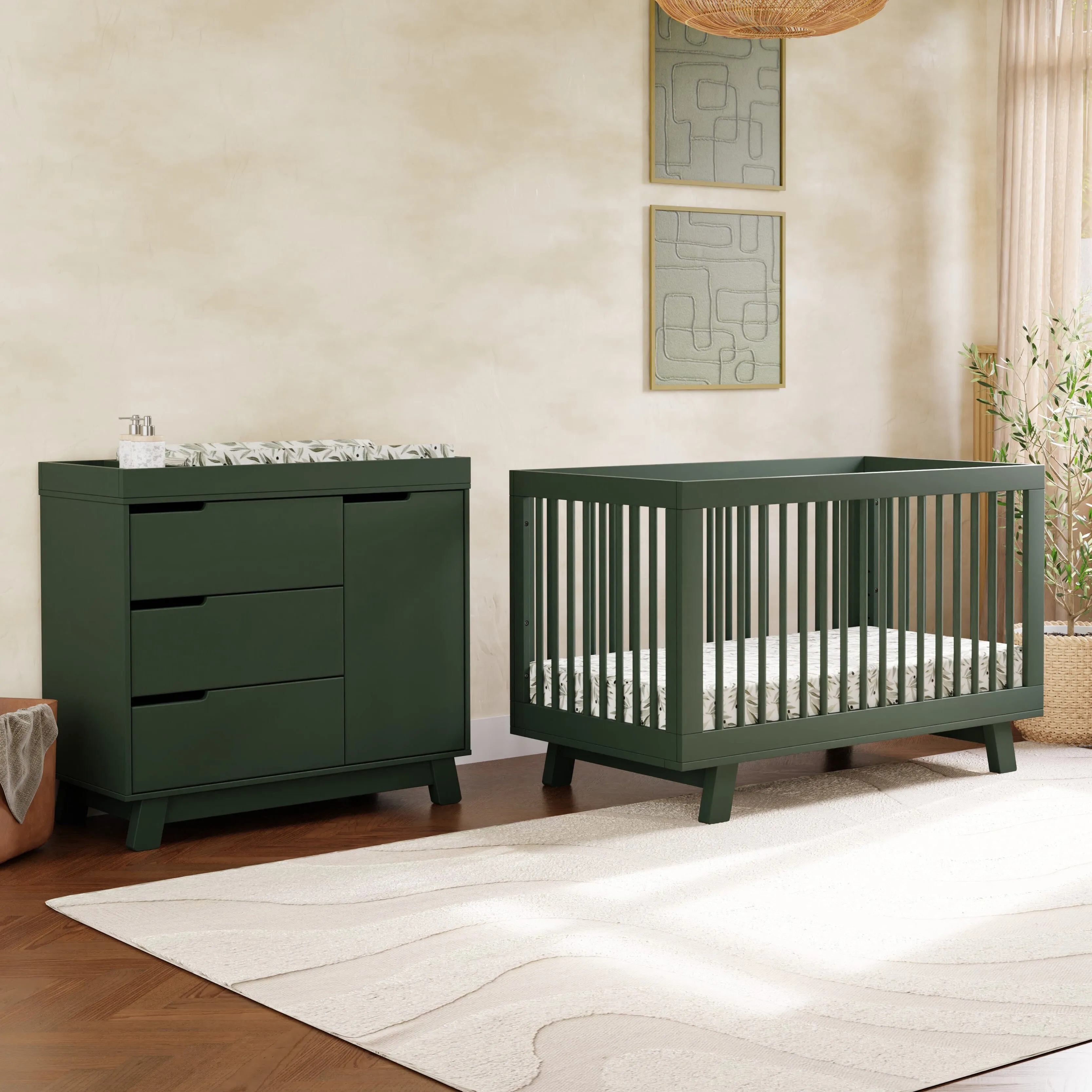 Hudson 3-Drawer Changer Dresser with Removable Changing Tray | Forest Green