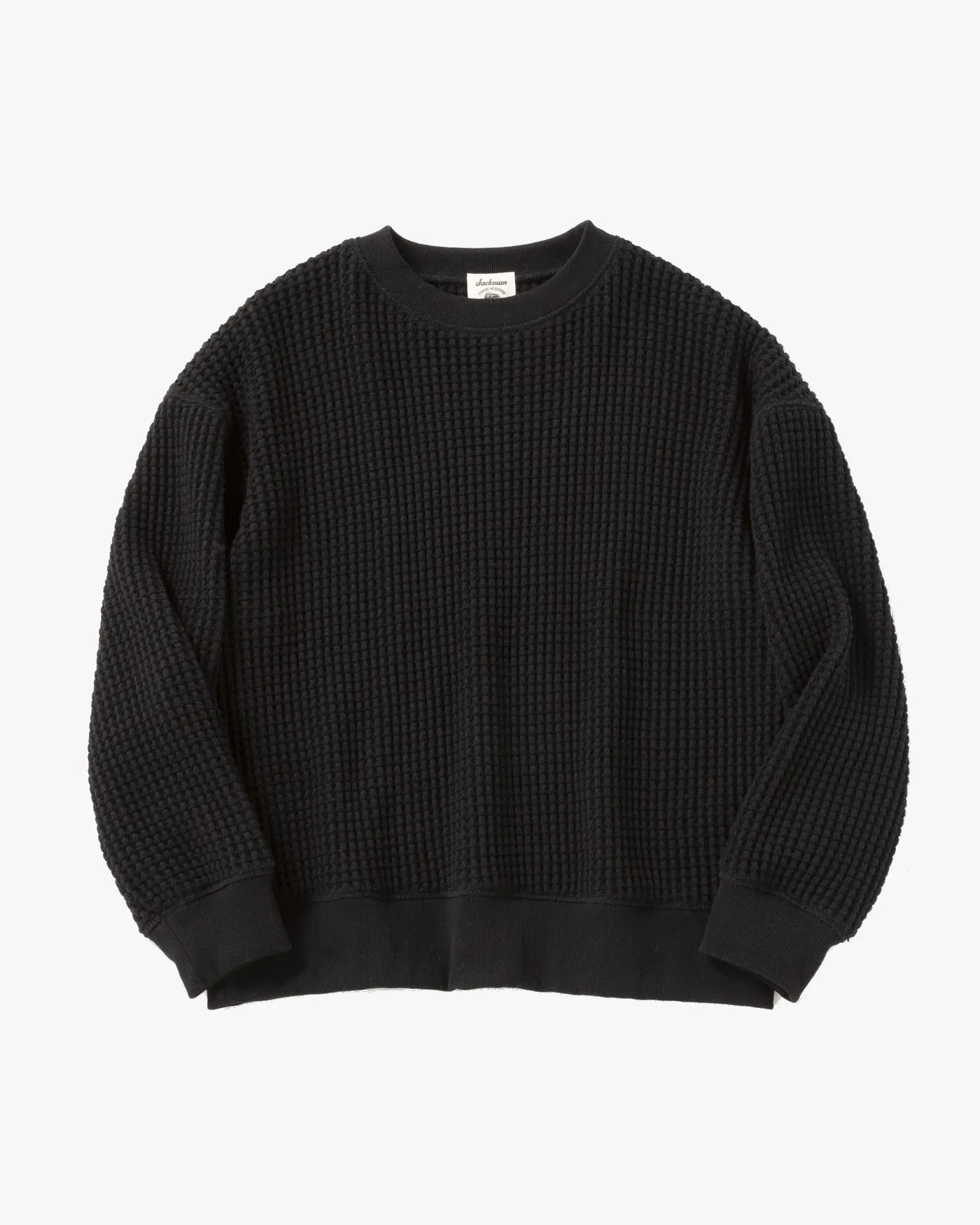 Jackman Waffle Crewneck Sweater - Black