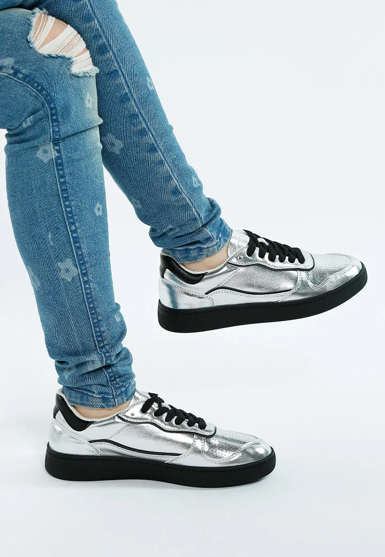 Kyniska Metallic Faux Leather Everyday Sneakers